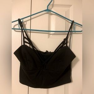 Dynamite-Black Crisscross front cropped top-Size S-NWT